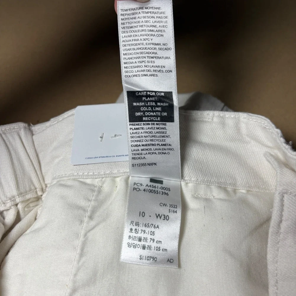 Denizen from Levis Womens Loose A-Line Shorts White High Rise Cotton 10 W30 NWT